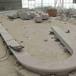 南宁 芝麻白花岗岩弧形花坛石，坐凳石