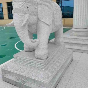 南宁 白麻花岗岩动物异形石雕-大象