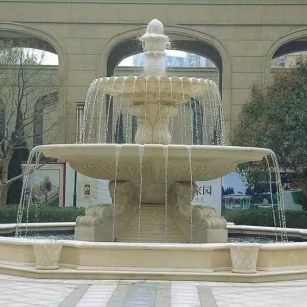 南宁 黄金麻花岗岩异型加工——户外庭院石雕流水喷泉