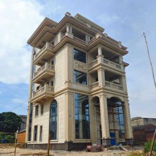 南宁 黄金麻花岗岩石材别墅外墙干挂搭配（雕花栏杆花瓶柱门楼罗马柱）