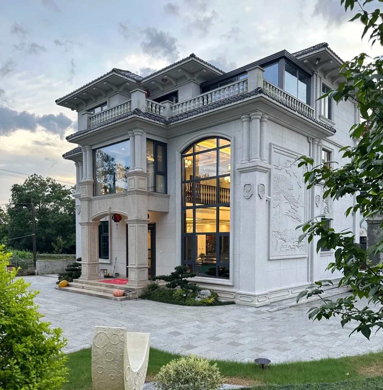 南宁 白麻花岗岩私人别墅干挂石材豪华定制