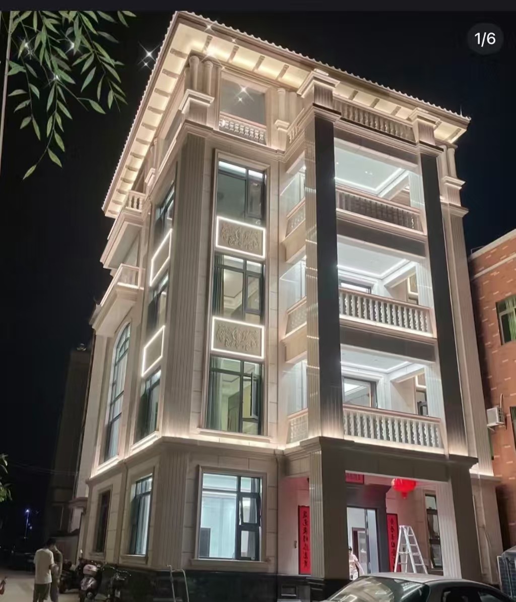 南宁 芝麻白花岗岩别墅外墙夜间效果