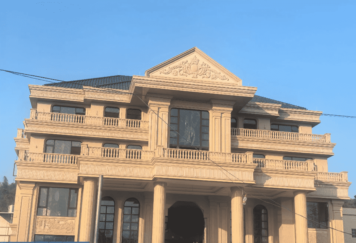 南宁黄金麻别墅外墙干挂石材效果示例