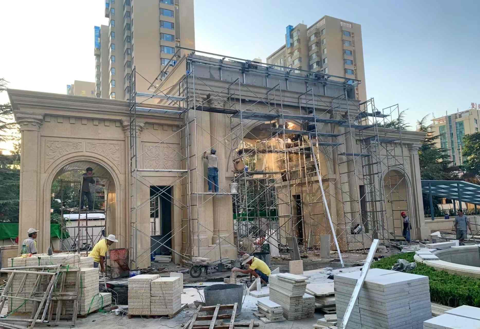 南宁 黄金麻荔枝面花岗岩小区门楼外墙干挂